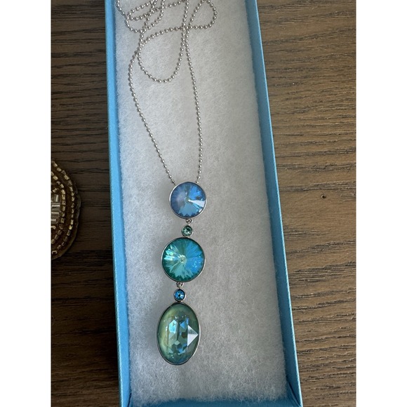 Touchstone Crystal Ocean Reflections Necklace 32" Adjustable‎ Rhodium Plated NEW - Picture 2 of 7